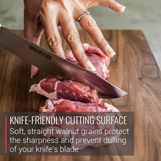 Made in USA Walnut Cutting Board by Virginia Boys Kitchens - Butcher Block made from Sustainable Hardwood (8x12)