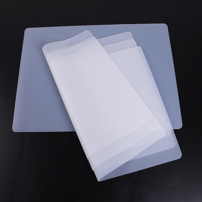 8"W x 9.5"L Small Clear Silicone Craft Mats: Heat Resistant Non-Slip 4 Pcs | 0.8mm Thick Nonstick Translucent Silicone Sheets - Kids Silicone Mat for Jewelry Epoxy Resin Glitter Slime Nail DIY