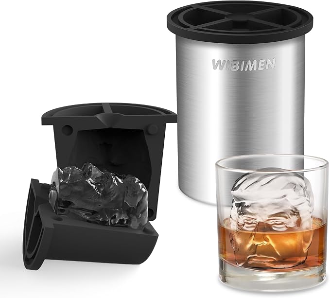 Clear Ice Cube Maker, 2" Stainless Steel Clear Ice Maker for Old Fashioned Whiskey lover, Bourbon, Whiskey, Cocktail Gifts for Men on Birthday or Holiday, Easy-Release Ice Ball Maker Mold