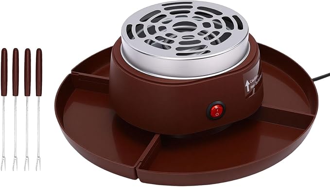 MAVIS LAVEN 2 in 1 Electric Smores Maker, Tabletop Roaster and Chocolate Fondue Pot with 4 Roasting Forks and Detachable Trays (US Plug 110V)