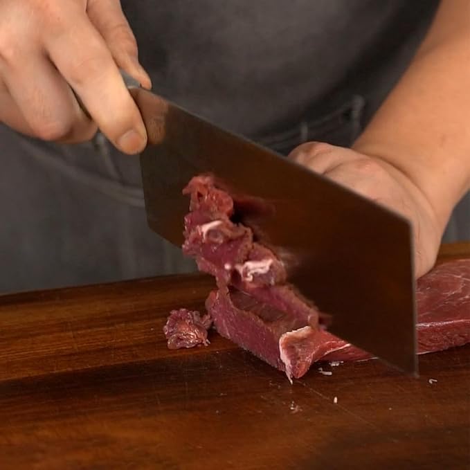 SHI BA ZI ZUO 7 Inch Meat Knife Super Sharp Classic Full Stainless Steel Cooking Knife Kitchen Gadget for Home Restaurant Daily Basis