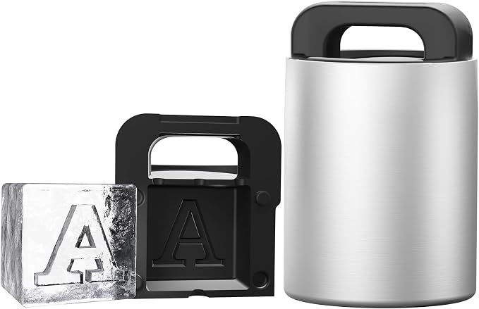 Letter A Monogram Clear Ice Cube Maker, 2" Big Ice Cubes Mold for Whisky and Cocktails, Large Initials Silicone Ice Cube Tray Personalized Gifts for Men (Letter A)