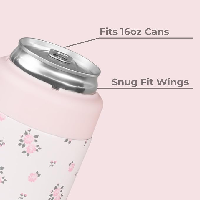 HydroJug Tall Can Cooler 16 oz, Stainless Steel Can Holder, Wildrose