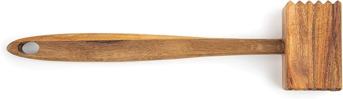 Ironwood Gourmet Acacia Wood Meat Tenderizer, 11.5-inches, Brown | Beautiful Acacia Wood Meat Tenderizer Mallet | Breaks Up Tough Fibers For Better Meals | Seafood & Ice Mallet | Meat Hammer