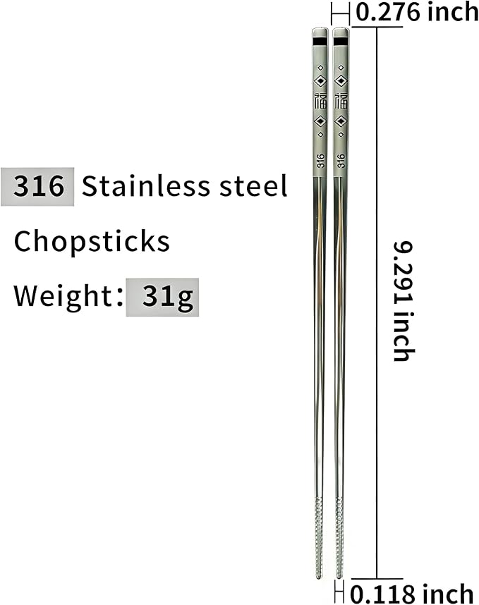 Premium 316 Medical Grade Stainless Steel Chopsticks 5 Pairs And Set with 5 Chopstick Helpers,Metal, Training For kids and Adults，Luxury Gift Box with Gold Design