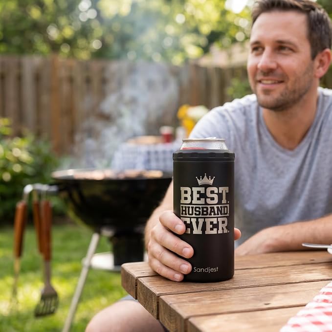 Gift for Husband Can Cooler Stainless Steel 12oz, Insulated Tumbler for Men, Travel Cans Koozie, Gifts for Birthday, Christmas