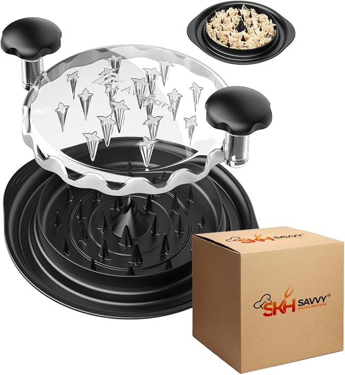 Chicken Shredder Tool Twist, Large Manual Meat Grinder Machine for Chicken & Beef, Strong Anti-Slip Base, Ergonomic Handle, BPA Free, Dishwasher-Safe (Black)