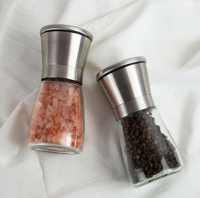 Manual Grinder, Ceramic Core Pulverizer, Adjustable Roughness | Transparent Glass Body See Grind Size Instantly, Stainless Top Cover for Durability, Compact Size Ideal for Camping