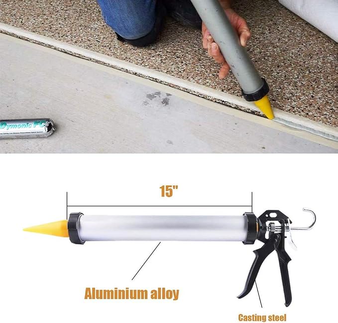 Sealant Sausage Caulking Gun with Aluminum Cartridge 600ml/20oz - 12:1 Thrust Ratio (Silver)