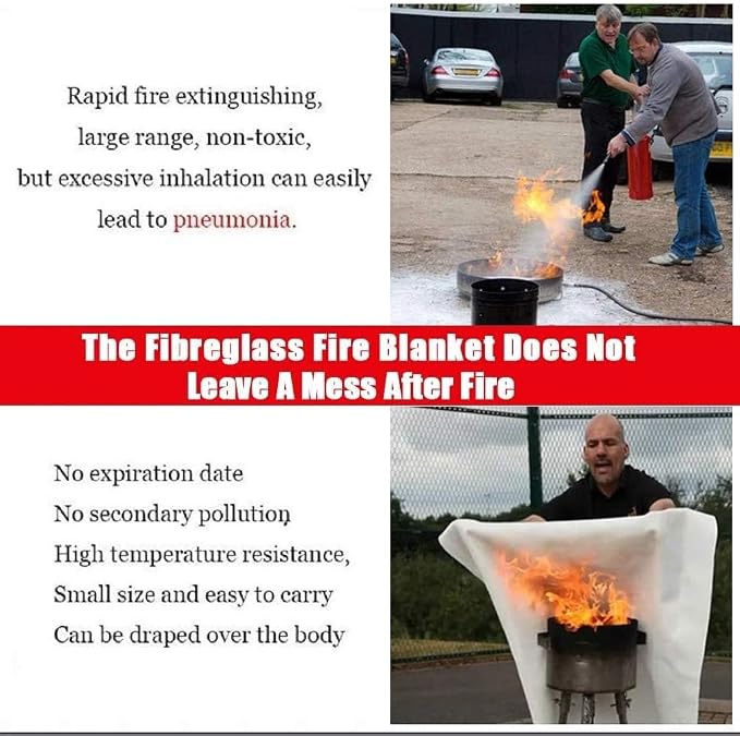 Mata Leon Emergency Fire Blankets Fire Retardant Blankets 4 Pack Fiberglass Fire Suppression Blanket Flame Retardant Protection&Heat Insulation Design for Kitchen Office Fireplace Car Camping