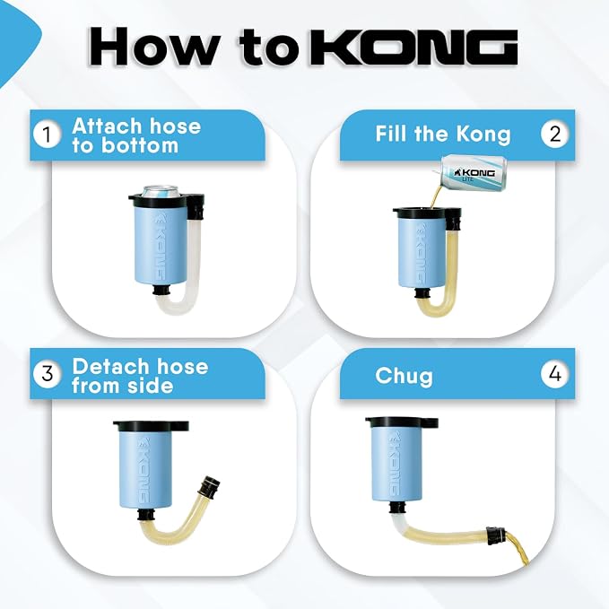 The Kong 2.0 - A Portable Can or Bottle Cooler/Cup With A Detachable, Expandable, Hose To Funnel Your Drink (Blue)