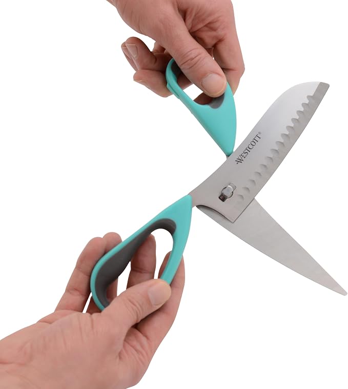 Westcott Titanium-Bonded Soft Handle Kitchen Pizza Scissors with Detachable Handles, Teal - 9-Inch Kitchen Shears for Cutting Pizza, Prepping Vegetables, and More