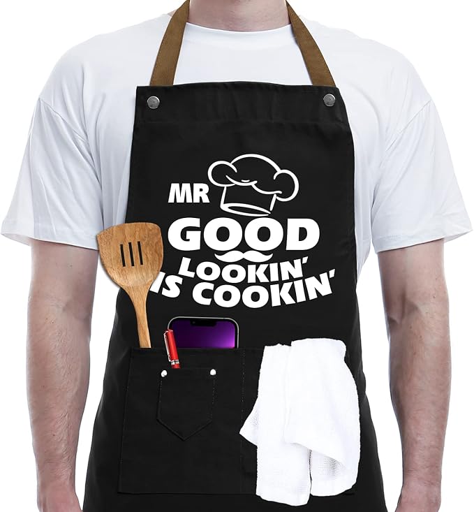 Gifts for Dad from Daughter Son, Father's Day Gifts - Birthday, Thanksgiving Gift for Dad, Manly Gift for Friends - Funny Birthday Presents for Him, Brother, Funny Cooking Apron with Pockets