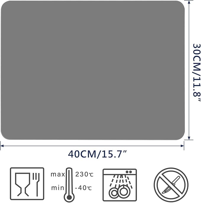 Gartful 2 Pack Silicone Crafting Mats, 15.7" x 11.8" Silicone Mat for Crafts, Large Heat Resistant Sheet for Jewelry Casting Molds, Epoxy Resin, Painting, Counter Table Protector, Placemat, Dark Gray
