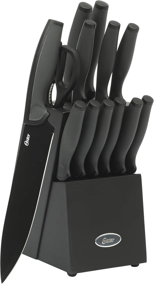 Oster Slicecraft 14 Piece High Carbon Stainless Steel Knife Block Cutlery Set - Black- Cuchillos Para Cocina