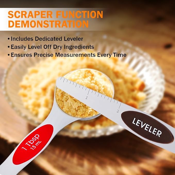 XSNBRD 13-Piece Magnetic Measuring Cups & Spoons Set | Stainless steel with silicone handles. Magnetic nesting for compact storage. Ideal for baking and cooking. Multicolor set.