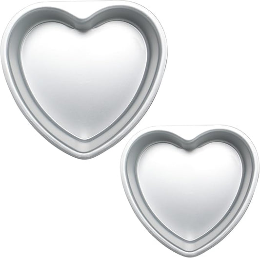 2 pcs Heart Shaped Cake Pan 6 Inch 8 Inch Aluminum Cake Pans Heart Cake Tin Baking Cake Mold for Valentine's Weddings Birthday Party