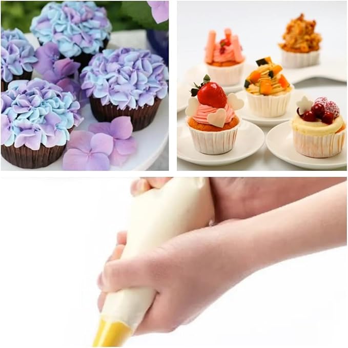 22 inch Large Piping Bags, AMBESTAR 200 Pcs Big Tipless Clear Plastic Disposable Pastry Bags for Frosting Decorating Cake Cupcake Cookie, Pro Long Thick Pastry Bag Essential Baking Tools