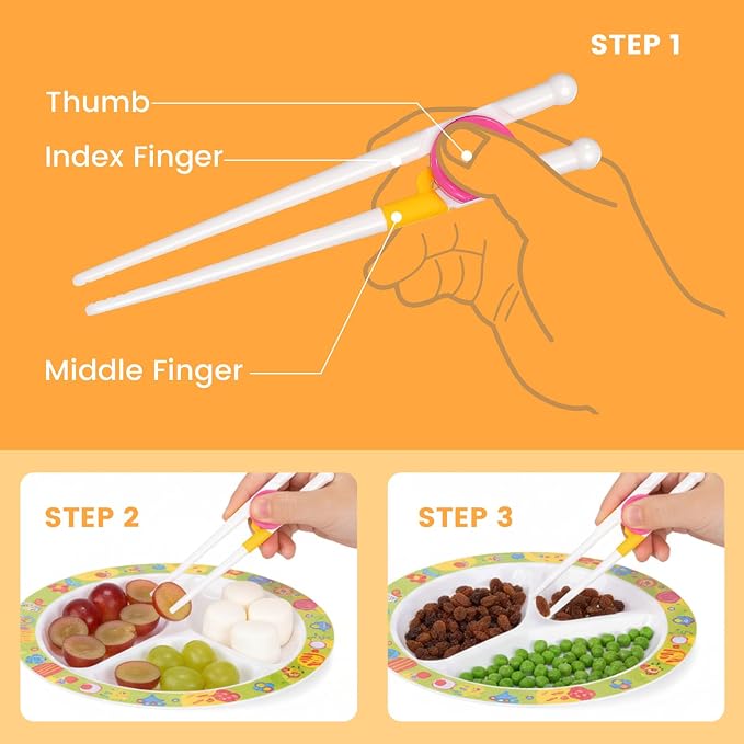 HANSGO Kids Training Chopsticks, 4 Pairs Easy Grip Chopsticks for Toddlers & Beginners, Learning Utensils for Daily Meals, Home, School Lunch & Family Dining