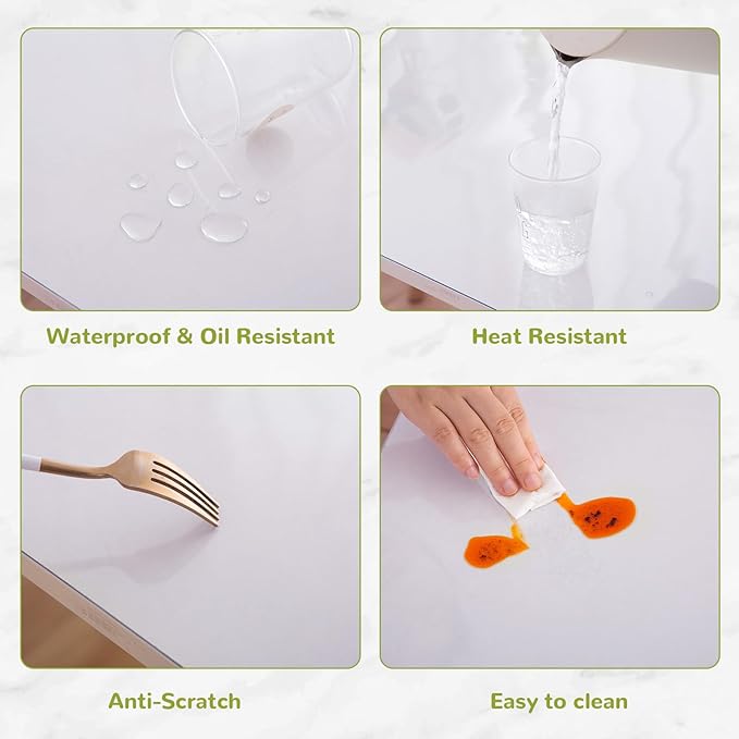 40 x 80 Inch Clear Table Cover Protector, Clear Table Protector for Dining Room Table, 1.5mm Plastic Table Cover, Waterproof Table Pad for Kitchen, Office