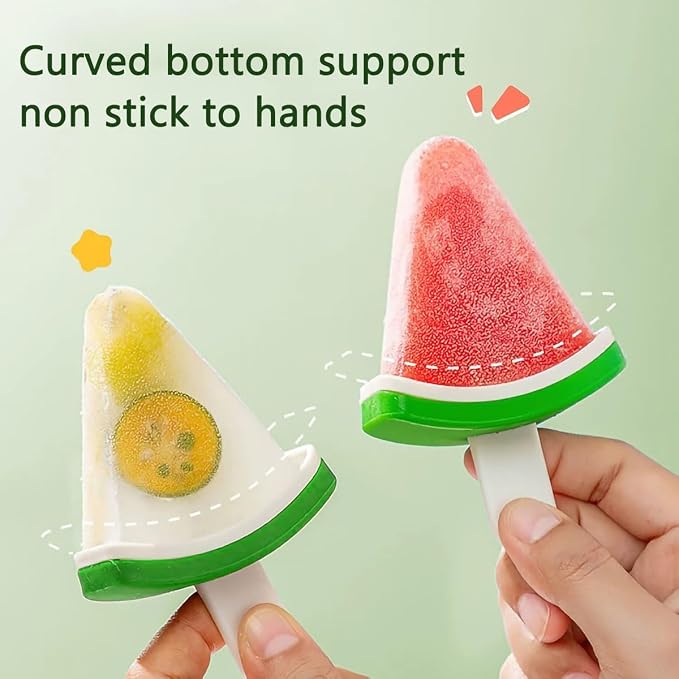 Watermelon Shape Popsicle Molds, Ice Pop Plastic Molds 6 Cavities, Ice Cream Pop Mold, Plastic Popsicles Molds, DIY Ice Pop Molds With Sticks