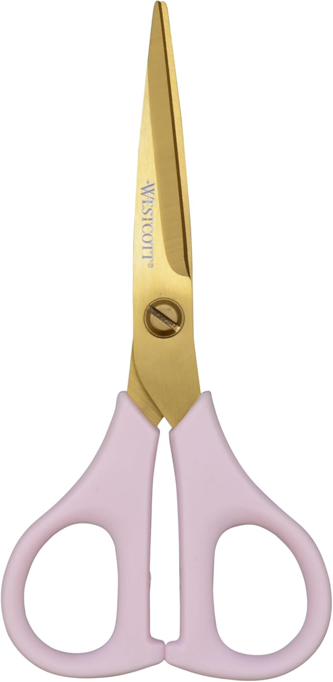 Westcott All-Purpose Kitchen Snips for Herbs, Pink with Gold Blade - Precision-Ground Blades, Durable Design, Ideal Kitchen Scissors for Everyday Tasks, 5-Inch