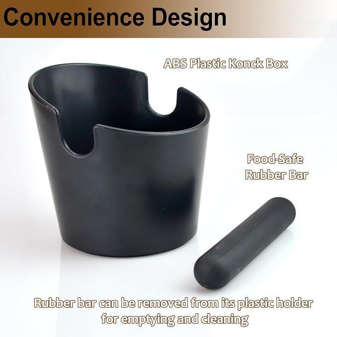 HOMEE 4.8 Inch Espresso Coffee Knock Box with Silicone Anti-Slip Tamper Mat | Detachable Rubber Knock Rod,Non-Slip Base,Easy to Clean,Barista-Style Knock Box Fits for Home Kitchen and Small Coffee Bars