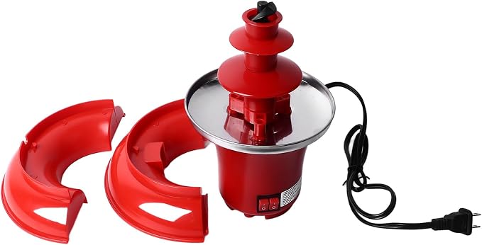 3 Tier Electric Chocolate Fondue Fountain Machine, Chocolate Sauce Fountain Machine with Detachable Plates for Parties Game Nights Xmas