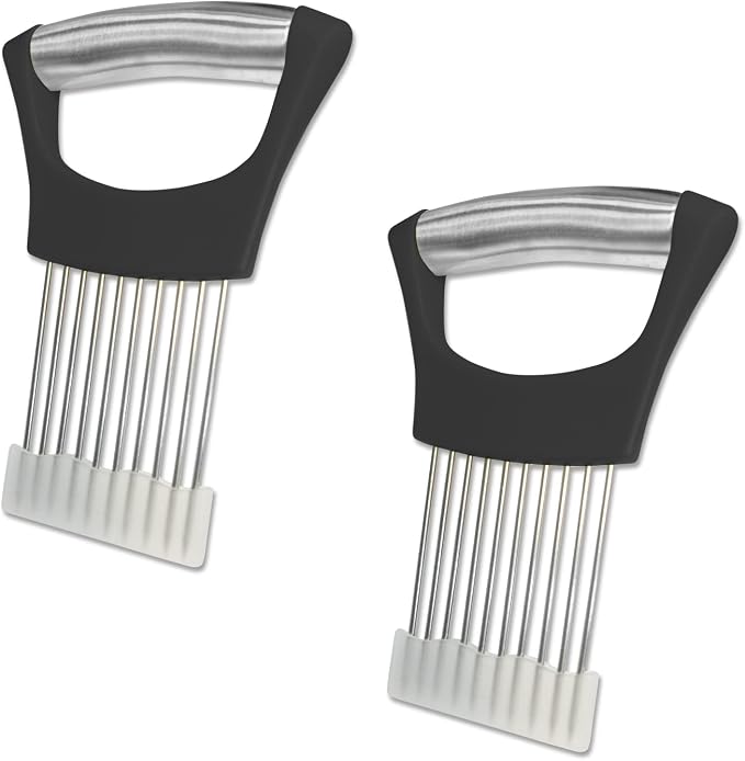Onion Slicer Holder, Onion | Tomato | Potato | Apple | Egg Holder for Slicing, Vegetables | Fruits Slicer Holder, Meat |Beef Chopper, Multi-Purpose Kitchen Accessory, 2 Pack