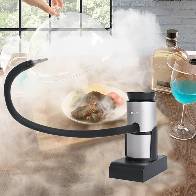 BORUiT SK305 Smoking Gun, Portable Handheld Smoke Infuser,Cocktail Smoker, Food Smoker Kit for Any Meat Cocktail Cheese BBQ Steak Beef, Sausage, Vegetable Salad,Drinks,Smoking Accessories (Silver)