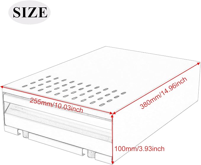 DIBTSA Large Size Espresso Coffee Knock Box Drawer, Stainless Steel Pull-Out Style Coffee Grounds Powder Container Bin for Cafes Restaurant Home Bar, 14.96 x 10.03 x 3.93 inch (Red)