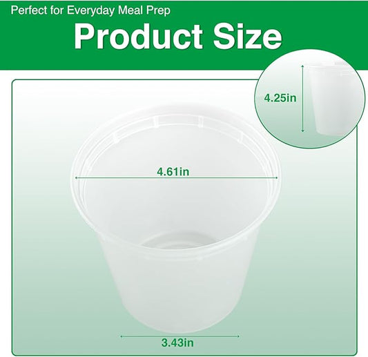 Deli Food Containers with Lids 24 oz-60 Pack Meal Prep Containers Food Storage Containers with Lids Stackable, Leakproof, BPA Free, Microwave Dishwasher Freezer Safe for Takeout Meal