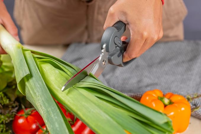 Kuhn Rikon Pro Kitchen Shears Plus | Heavy-Duty Stainless Steel Blades, Built-In Herb Stripper, Bottle Opener