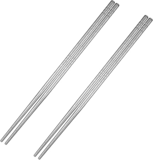 Titanium Chopsticks, 2 Pairs Metal Chopsticks Reusable Dishwasher Safe Japanese Korean Camping Chopstick 9 Inch Ultralight Pure Titanium for Home Travel Noodles and Sushi