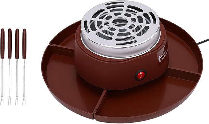Yosoo 2 in 1 Electric Smores Maker, Tabletop Roaster and Chocolate Fondue Pot with 4 Detachable Trays, for Family Gatherings and Dessert Parties (US Plug 110V)