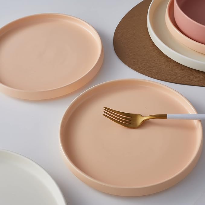 Stone Lain Stella Porcelain Dish Set, 6 Salad Plates, Pastel Orange