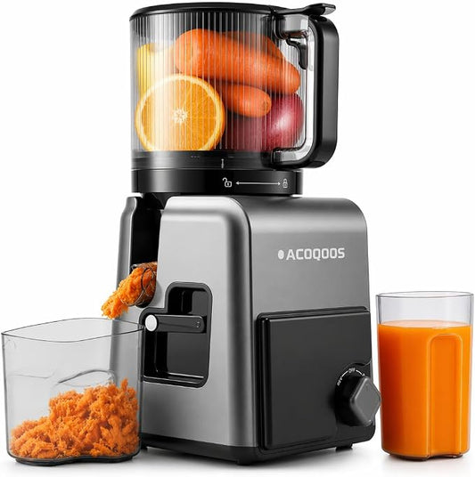 3-in-1 Cold Press Juicer Machines, 6.5" Mega Chute for Whole Fruit, Slow Masticating Juicer with Sorbet & Nut Milk Maker, BPA Free, 100 OZ Hopper, Easy Clean, Oxide Gray