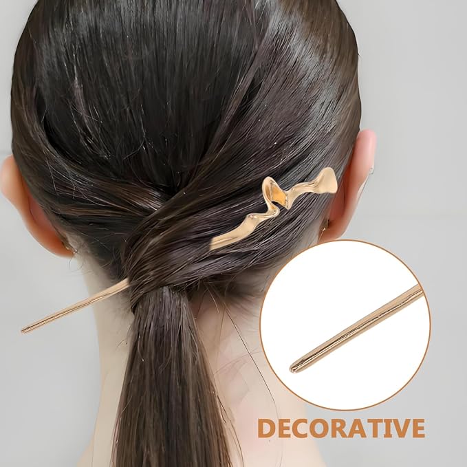 2pcs Chinese Hair Sticks: Gold Hair Chopsticks - Geometric Metal Pins for Women Bun Maker Chignon Maker Accessories