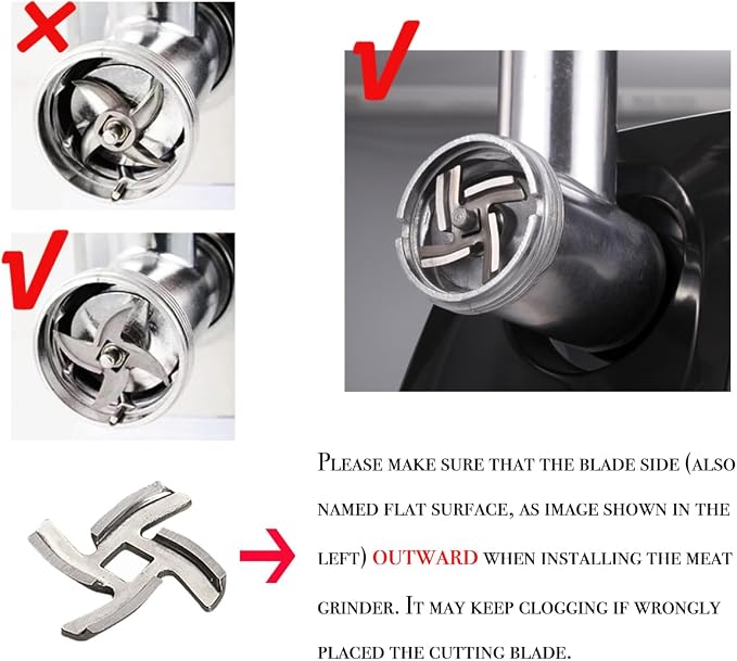 Sunmile Electric Meat Grinder and Sausage Maker - 1HP 1000W Max - Stainless Steel Cutting Blade and 3 Grinding Plates,1 Big Sausage Staff Maker, White