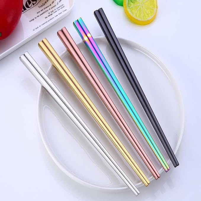 Stainless Steel Chopsticks,Reusable , Easy to Use（2 PCS,silver）