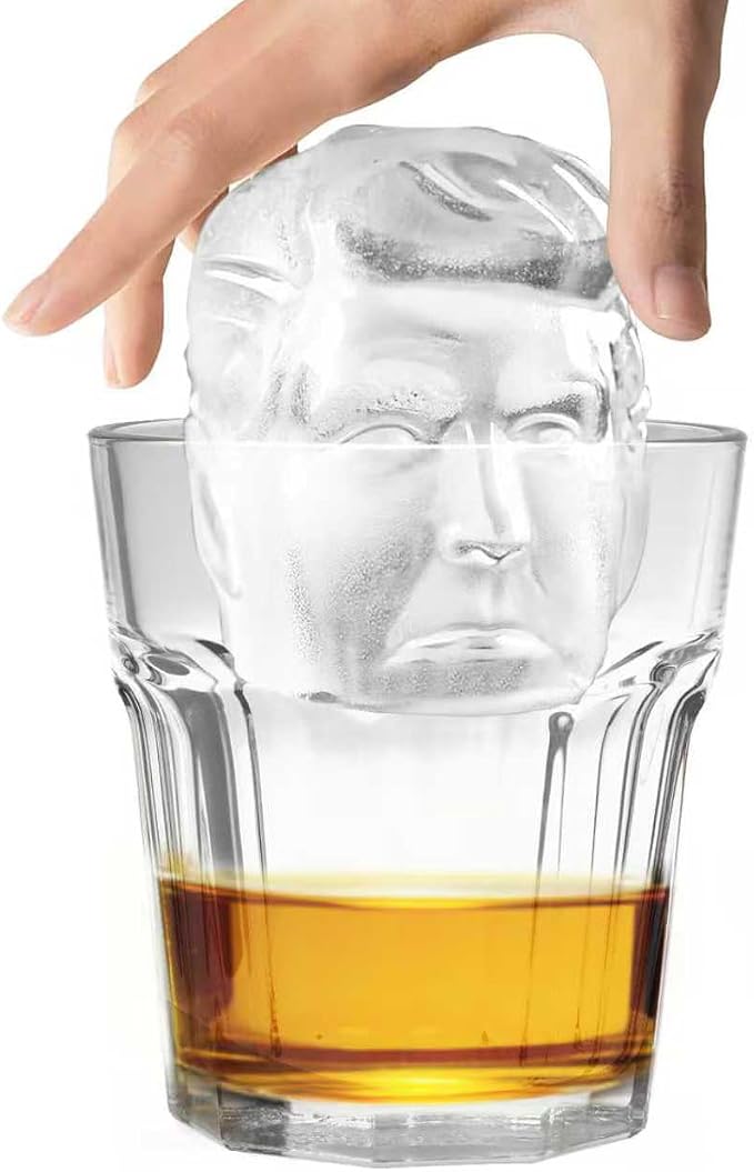 Clear Ice Cube Maker for Whiskey,2.4" Ice Cube Tray Funny Presidential Molds-Non-BPA Premium Large Ice Sphere Maker for Bourbon & Cocktails-Easy Release Silicone Ice Cube Maker for Home Bar