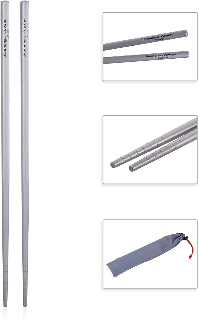 iBasingo Titanium Chopsticks Square Round Skidproof Chopsticks Outdoor Camping Cutlery Picnic Dishes Ultralight Ti1003T
