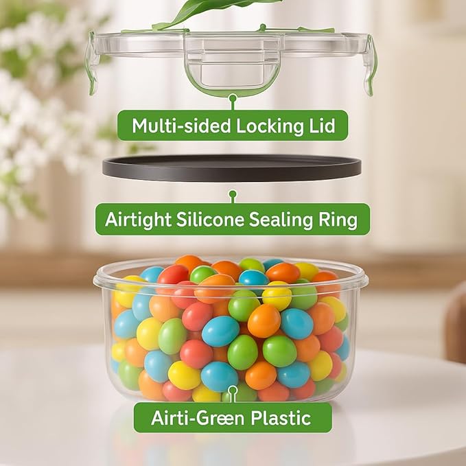 RockBerry 50 Pcs Large Food Storage Containers with Lids Airtight-85 OZ to small Containers-Total 526OZ Stackable Kitchen Set -BPA Free Leak proof containers- Freezer Microwave safe | Total 526 Oz BPA Free Plastic Stackable Containers For kitchen Pantr...