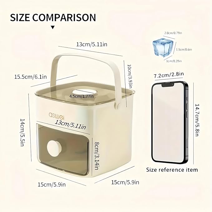 Ice Cube Tray with Bin and Scoop for Freezer, Ice Cube Maker, 2 Pack Easy-Release Sturdy Ice Tray with Lid, Stackable Set for Whiskey, Cocktails, Iced Coffee, BPA Free, White