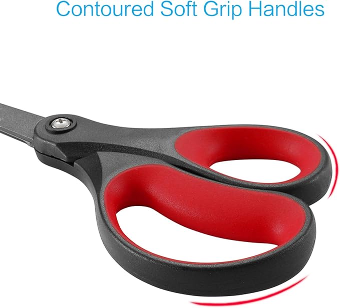 LIVINGO Scissors All Purpose Heavy Duty 8" Office Titanium Non Stick 2 Pack | Sharp Stainless Steel Blade, Comfort Grip Handle, DIY Craft, Paper Fabric Cutting, Home School Supplies