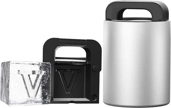 Letter V Monogram Clear Ice Cube Maker, 2" Big Ice Cubes Mold for Whisky and Cocktails, Large Initials Silicone Ice Cube Tray Personalized Gifts for Men (Letter V)