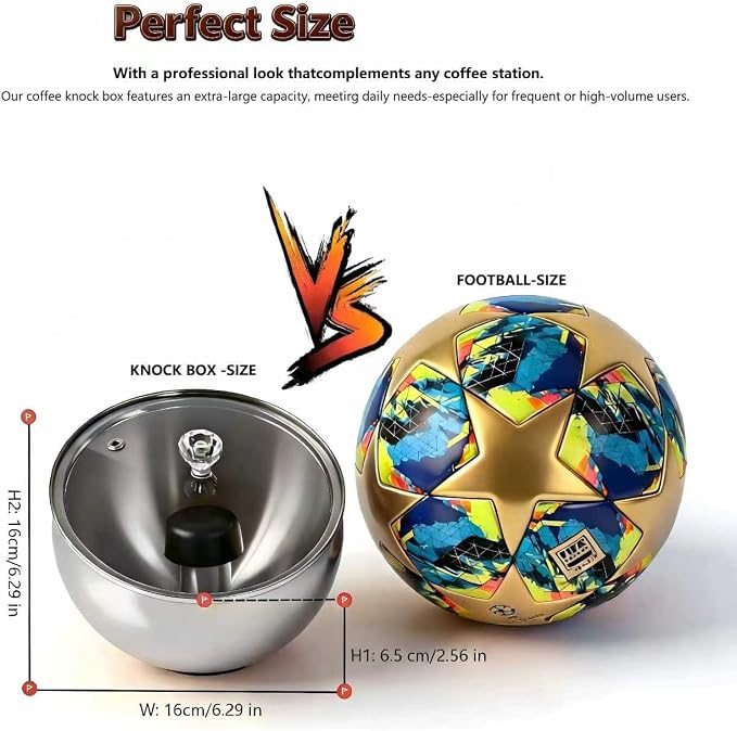 Upgraded Stainless Steel Espresso Knock Box Coffee Knock Box with Glass Lid and Magnetic Removable Knock Bar, Holds 20Double Espresso pucks & Coffee Grounds (Silver)