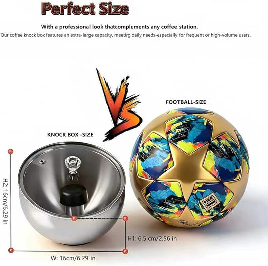Upgraded Stainless Steel Espresso Knock Box Coffee Knock Box with Glass Lid and Magnetic Removable Knock Bar, Holds 20Double Espresso pucks & Coffee Grounds (Silver)