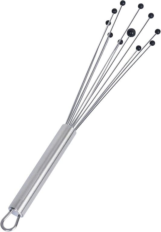 Restaurantware-German Standard 10.6 Inch Ball Whisk, 1 Kitchen Whisk With Silicone Balls - Ergonomic Handle, Dishwashable, Stainless Steel Manual Egg Beater, Durable, For Whisking, Stirring, Mixing