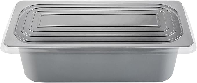 Restaurantware-RW Base 5 Quarts Ice Cream Containers, 25 Rectangle Disposable Containers - Durable, With Clear Lid, Black Plastic Box, For Ice Creams, For Cafes